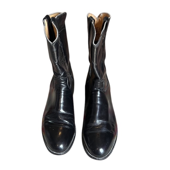 Black Leather Cowboy Boots JUSTIN Western Rocker Boots Men's Size12D